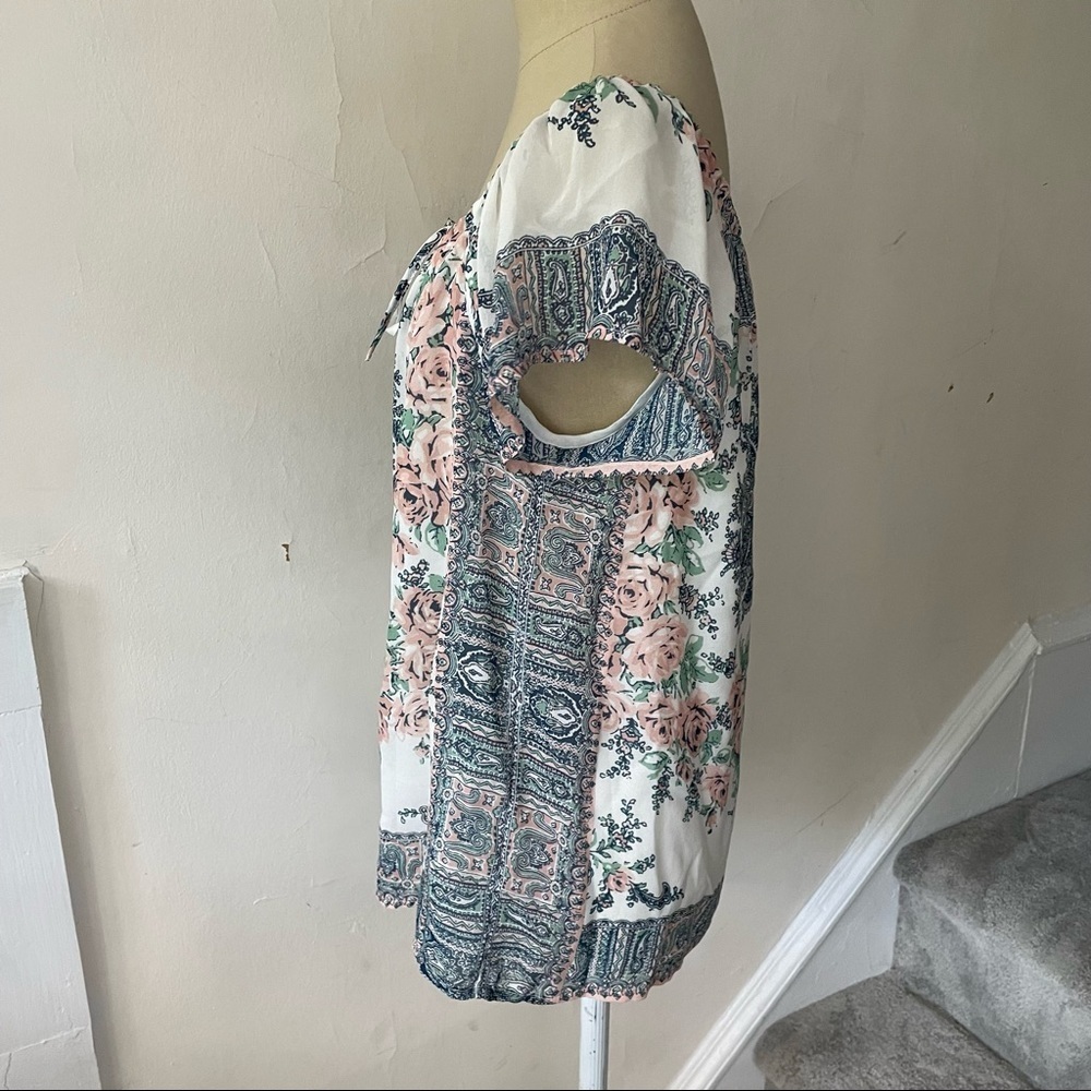 Joie Multicolor Taj Silk Floral Short Cap Sleeve Blouse Size XXS 3638-T5592 - Picture 6 of 12